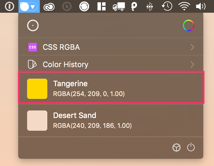 MacのカラーピッカーSipで取得した色の一覧を確認